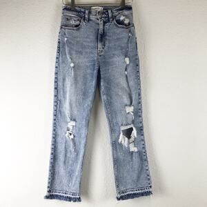 Abercrombie & Fitch Ultra High Rise Ankle Straight Jeans Released Fringe Hem 27